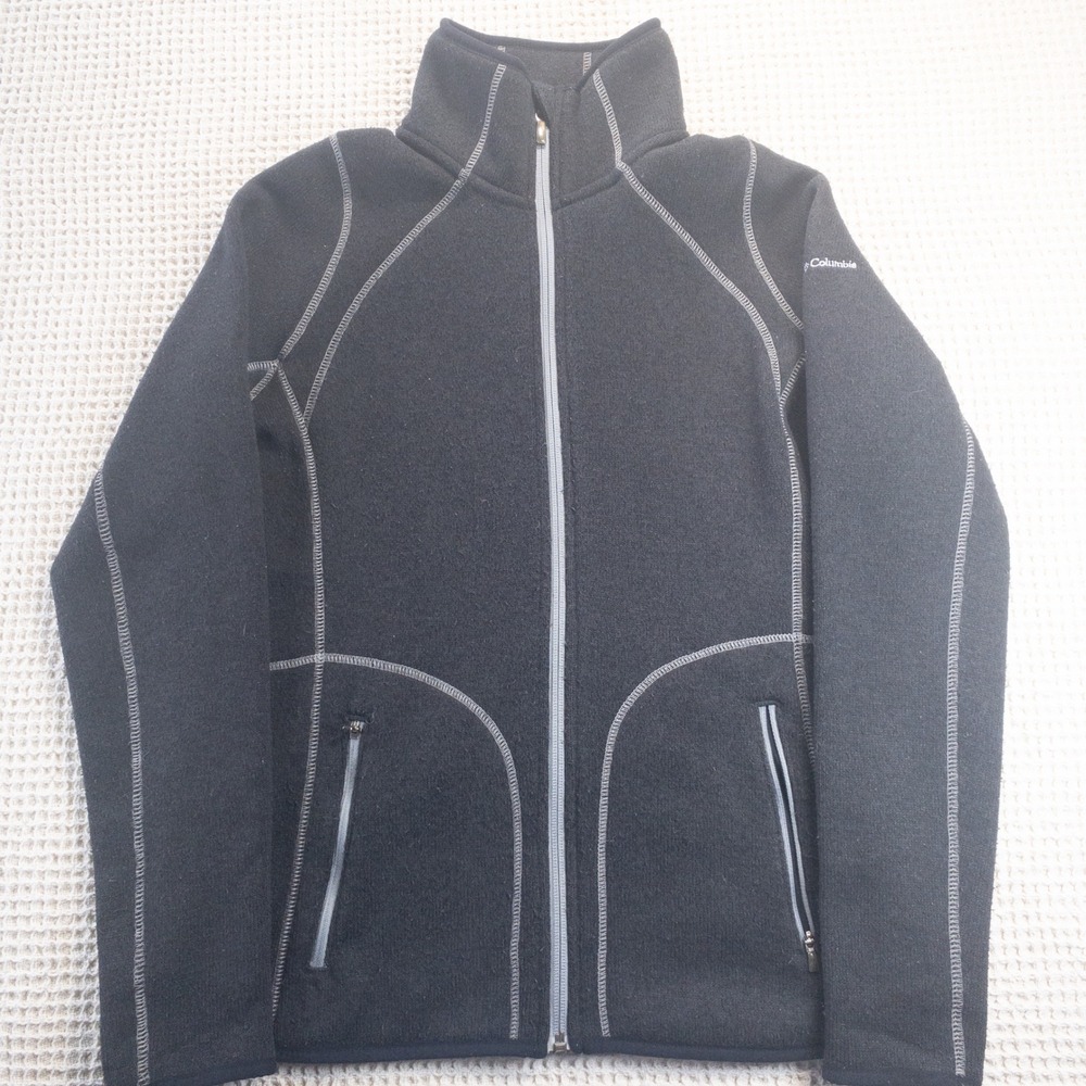 Columbia Omni-Shield Fleece Jacket Womens Medium Black Full Zip Mock Neck